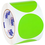 3" Fluorescent Green Inventory Circle Labels - 500/Roll