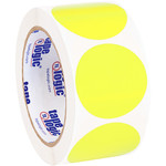 2" Circles - Fluorescent Yellow Removable Labels - 500/Roll