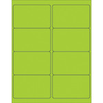4 x 2 1/2" Fluorescent Green Rectangle Laser Labels - (8/Sheet--800/Box)