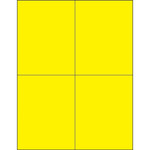4 1/4 x 5 1/2" Fluorescent Yellow Rectangle Laser Labels - (4/Sheet--400/Box)