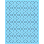 3/4" Fluorescent Pastel Blue Circle Laser Labels - (108/Sheet--10800/Box)