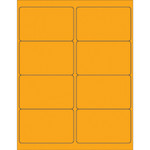 4 x 2 1/2" Fluorescent Orange Rectangle Laser Labels - (8/Sheet--800/Box)
