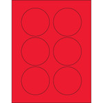 3" Fluorescent Red Circle Laser Labels - (6/Sheet--600/Box)