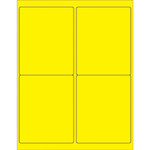 4 x 5" Fluorescent Yellow Rectangle Laser Labels - (4/Sheet--400/Box)