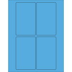 3 x 5" Fluorescent Blue Rectangle Laser Labels - (4/Sheet--400/Box)
