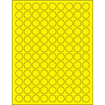 3/4" Fluorescent Yellow Circle Laser Labels - (108/Sheet--10800/Box)
