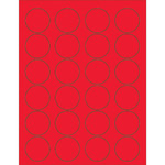 1 5/8" Fluorescent Red Circle Laser Labels - (24/Sheet--2400/Box)