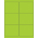 4 x 3 1/3" Fluorescent Green Rectangle Laser Labels - (6/Sheet--600/Box)