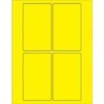 3 x 5" Fluorescent Yellow Rectangle Laser Labels - (4/Sheet--400/Box)