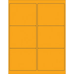 4 x 3 1/3" Fluorescent Orange Rectangle Laser Labels - (6/Sheet--600/Box)