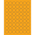 1" Fluorescent Orange Circle Laser Labels - (63/Sheet--6300/Box)