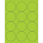 2 1/2" Fluorescent Green Circle Laser Labels - (12/Sheet--1200/Box)