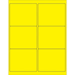 4 x 3 1/3" Fluorescent Yellow Rectangle Laser Labels - (6/Sheet--600/Box)