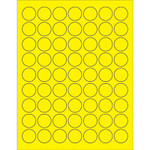 1" Fluorescent Yellow Circle Laser Labels - (63/Sheet--6300/Box)