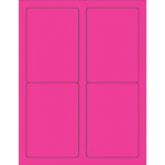 3 1/2 x 5" Fluorescent Pink Rectangle Laser Labels - (4/Sheet--400/Box)