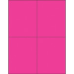 4 1/4 x 5 1/2" Fluorescent Pink Rectangle Laser Labels - (4/Sheet--400/Box)