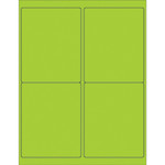 4 x 5" Fluorescent Green Rectangle Laser Labels - (4/Sheet--400/Box)