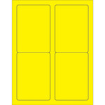 3 1/2 x 5" Fluorescent Yellow Rectangle Laser Labels - (4/Sheet--400/Box)