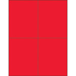 4 1/4 x 5 1/2" Fluorescent Red Rectangle Laser Labels - (4/Sheet--400/Box)