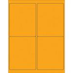 4" x 5" Fluorescent Orange Rectangle Laser Labels - (4/Sheet--400/Box)
