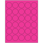 1 1/2" Fluorescent Pink Circle Laser Labels - (30/Sheet--3000/Box)