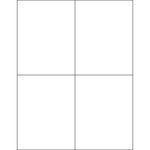 4 1/4 x 5 1/2" White Removable Rectangle Laser Labels - (4/Sheet--400/Box)