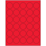 1 1/2" Fluorescent Red Circle Laser Labels - (30/Sheet--3000/Box)