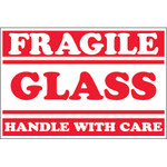 2 x 3" - "Fragile - Glass - Handle With Care" Labels -- 500/Roll
