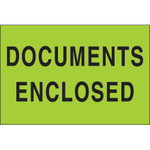 2 x 3" - "Documents Enclosed" (Fluorescent Green) Labels - 500/Roll
