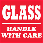 4 x 4" - "Glass - Handle With Care" Labels - 500/Roll