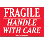 2 x 3" - "Fragile - Handle With Care" Labels --- 500/Roll