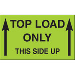 3 x 5" - "Top Load Only - This Side Up" (Fluorescent Green) Labels - 500/Roll