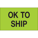3 x 5" - "OK To Ship" (Fluorescent Green) Labels - 500/Roll