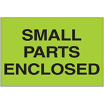 2 x 3" - "Small Parts Enclosed" (Fluorescent Green) Labels - 500/Roll