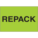 2 x 3" - "Repack" (Fluorescent Green) Labels - 500/Roll