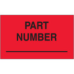 3 x 5" - "Part Number" (Fluorescent Red) Labels - 500/Roll