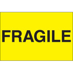 2 x 3" - "Fragile" (Fluorescent Yellow) Labels - 500/Roll