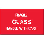 3 x 5" - "Fragile - Glass - Handle With Care" Labels -- 500/Roll