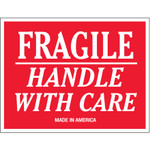 3 x 5" - "Fragile - Handle With Care" Labels --- 500/Roll