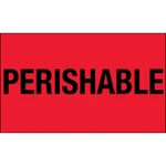 3 x 5" - "Perishable" (Fluorescent Red) Labels - 500/Roll