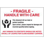 4 x 6" - "Fragile - Handle With Care" Labels | 500/Roll