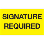 3 x 5" - "Signature Required" (Fluorescent Yellow) Labels - 500/Roll
