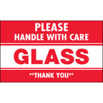 3 x 5" - "Glass - Please Handle With Care" Labels - 500/Roll