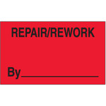 3 x 5" - "Repair/Rework By" (Fluorescent Red) Labels - 500/Roll