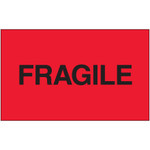 3 x 5" - "Fragile" (Fluorescent Red) Labels  500/Roll
