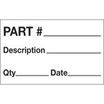 1 1/4 x 2" - "Part# - Description - Qty - Date" Labels - 500/Roll