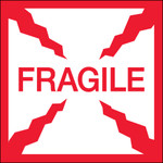 2 x 2" - "Fragile" Labels - 500/Roll