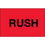 3 x 5" - "Rush" (Fluorescent Red) Labels - 500/Roll