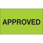 3 x 5" - "Approved" (Fluorescent Green) Labels - 500/Roll