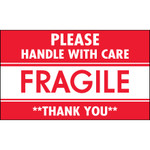 3 x 5" - "Fragile - Handle With Care" Labels _ 500/Roll